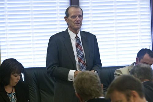 Chris Detrick  |  The Salt Lake Tribune
House Majority Leader Brad Dee, R-Ogden, talks about the possibility of impeaching Attorney General John Swallow in the Utah House Republican caucus room Wednesday June 19, 2013.