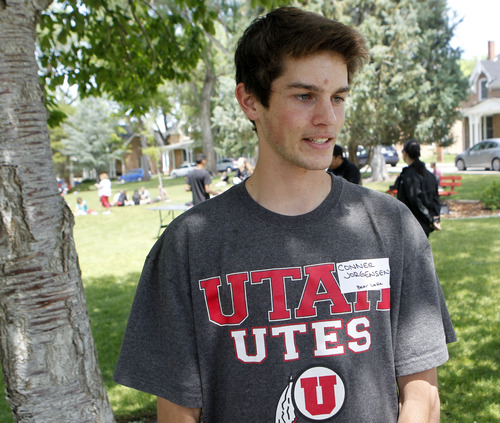 Al Hartmann  |  The Salt Lake Tribune
Incoming freshman Conner Jorgensen, of Paso Robles, Calif., was smong those seeking information earlier this week on finances as part of the new-student orientation at the University of Utah.