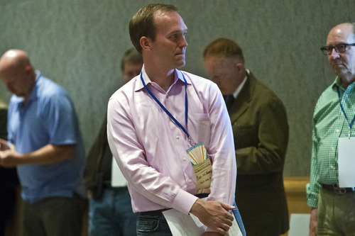 Chris Detrick  |  The Salt Lake Tribune
Salt Lake County Mayor Ben McAdams watches during the Utah Democratic Party Organizing Convention at the Ogden Eccles Conference Center Saturday June 22, 2013.