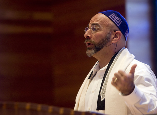 Kim Raff  |  The Salt Lake Tribune
Rabbi Joshua Aaronson leads a Shabbat service at Temple Har Shalom in Park City on May 31, 2013. Rabbi Aaronson will be leaving the congregation at the end of the month.