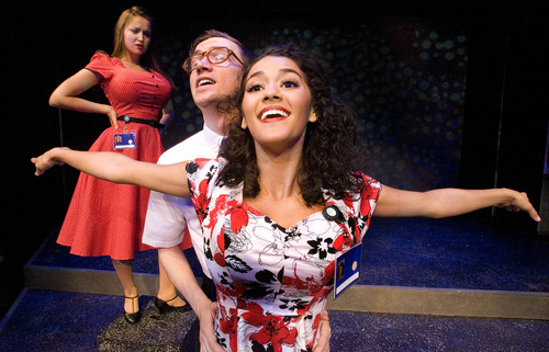 Paul Fraughton  |  The Salt Lake Tribune
Performing in this year's rendition of Salt Lake Acting Company's "Saturday's Voyeur," Kalyn West, front, Austin Archer and Leah Hassett. Tuesday, June 18, 2013