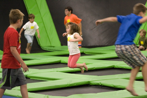 Paul Fraughton  |   The Salt Lake Tribune
Youngsters play on trampolines at The Wairhouse Trampoline Park at 3653 S. 500 West in Salt Lake. Tuesday, June 25, 2013
