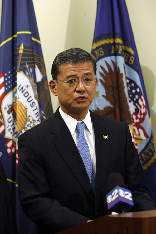 Francisco Kjolseth  |  The Salt Lake Tribune
Eric Shinseki, secretary of Veterans Affairs, visits the VA regional office and the George E. Wahlen Veterans Affairs Medical Center on Tuesday, June 25, 2013. The press event came during his morning visit to the regional office, which handles benefits claims for veterans from around the country.