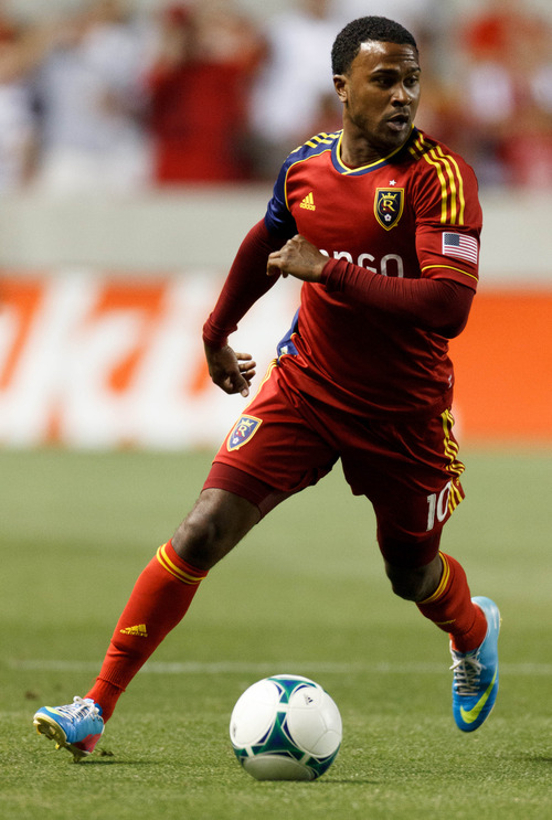Trent Nelson  |  The Salt Lake Tribune
Real Salt Lake's Robbie Findley takes up the chase for the U.S. Open Cup on Wednesday against Carolina. He is seen playing a Cup match against Charleston on June 12 at Rio Tinto Stadium.