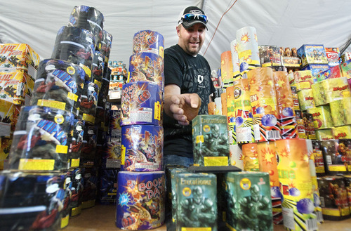 Steve Griffin | The Salt Lake Tribune


Brian Nelson,  owner of Fireworks Frenzy, stocks his fireworks tent at 580 S. State St. in Clearfield on Tuesday June 25, 2013.