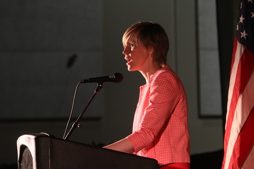 Rick Egan  | The Salt Lake Tribune 

Mary Summerhays speaks at the Celebration of Marriage at the Sandy Expo Center, Wednesday, June 26, 2013.