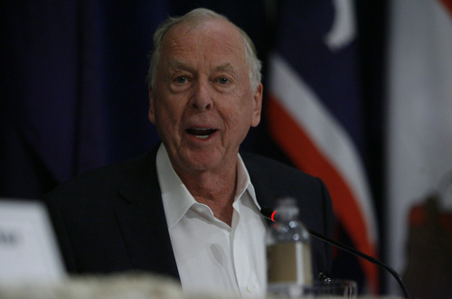 Francisco Kjolseth  |  The Salt Lake Tribune
Billionaire T. Boone Pickens talks to the Western Governors' Association meeting being held at the Montage Deer Valley on Friday, June 28, 2013, about energy and increasing use of natural gas to reduce dependence on OPEC oil.