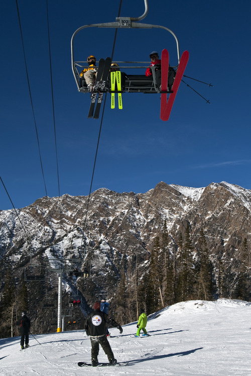 Chris Detrick  |  The Salt Lake Tribune
Skiers and snowboarders at Snowbird Resort Saturday December 24, 2011.