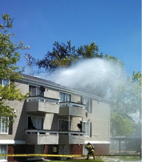 Janelle Stecklein | The Salt Lake Tribune
A third-floor apartment caught fire at City Park Apartments, 756 N. 900 West in Salt Lake City on Sunday.