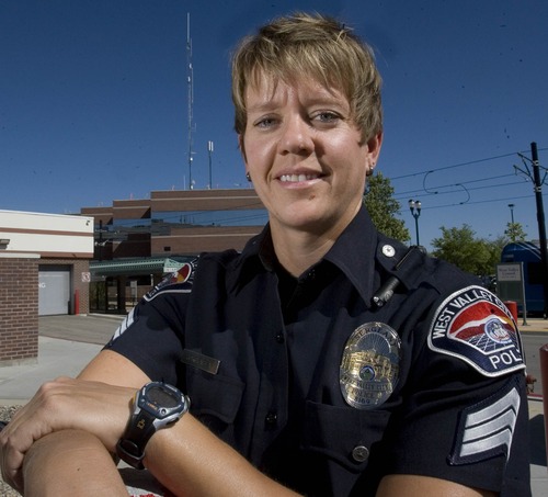 Paul Fraughton  |  The Salt Lake Tribune
Sgt. Julie Jorgensen of the West Valley City Police Department is a member of the Public Safety Pride Alliance. Thursday, June 20, 2013