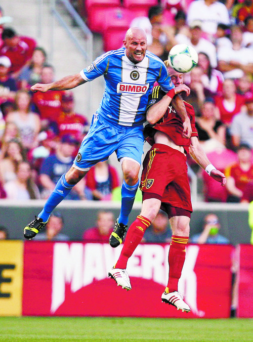 Steve Griffin | The Salt Lake Tribune


RSL'S Nat Borchers, right,  and the Philadelphia Union's Conor Casey battle for the ball in the air during match at Rio Tinto Stadium. in Sandy, Utah Wednesday July 3, 2013.