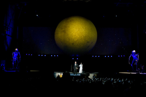 Rick Egan  | The Salt Lake Tribune 

Glenn Beck performs his Man in the Moon stage spectacle at USANA, Saturday, July 6, 2013.