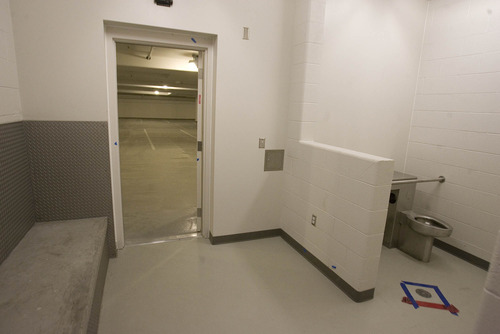 Paul Fraughton  |   Salt Lake Tribune
  The intoxilyzer room, directly off an inside parking area where people arrested for DUI's or other drug offenses can be safely held.                       
 Monday, July 1, 2013