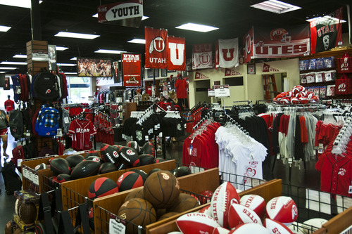 Chris Detrick  |  The Salt Lake Tribune
University of Utah merchandise for sale at Utah Red Zone store at 10497 South State Street in Sandy. The U. is under fire from the legislative auditor for competing with private business.