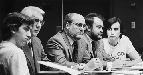 Tribune file photo by Lynn R. Johnson

Jonathan Swapp (left) and Addam Swapp (right) with their attorneys during their 1988 trial.
