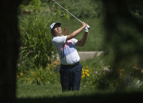 Steve Griffin | The Salt Lake Tribune


David Lipsky lofts a shot over the trees on the 1st hole during the Utah Championship golf tournament at Willow Creek Country Club in Sandy, Utah Friday July 12, 2013.