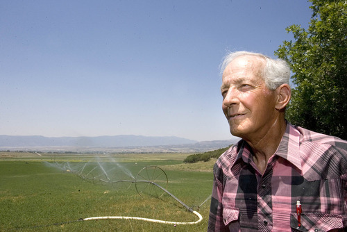 Paul Fraughton  |  The Salt Lake Tribune
Mt. Pleasant farmer Ken Palmer, a member of the Sanpete Water Conservancy District, looks out over his fields of alfalfa.  Wednesday, July 10, 2013