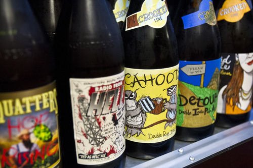Chris Detrick  |  The Salt Lake Tribune
Beers from Uinta, Squatters and Wasatch for sale at Taqueria 27 in Salt Lake City Tuesday July 16, 2013.