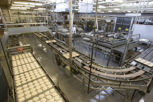 Paul Fraughton  |  The Salt Lake Tribune
Workers at the former Hostess Bakery in Salt Lake City, now owned by the United States Bakery of Portland, Ore., known as Franz Bakery, use the facility to produce buns. United States Bakery of Portland, Ore., better known as Franz Bakery, recently received approval from U.S. Bankruptcy Court to buy the Salt Lake bakery, five depots and seven stores in Utah formerly operated by Hostess.