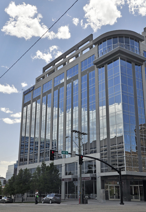 Michael Mangum | The Salt Lake Tribune
The Boyer Co. has started an extensive renovation of the former Questar office building in downtown Salt Lake City, and already has a tenant for the top two floors.
