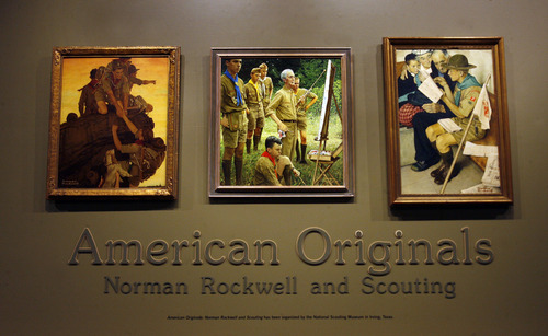 Scott Sommerdorf  |  The Salt Lake Tribune
"American Originals: Norman Rockwell and Scouting" features 23 original works of art by Norman Rockwell at the LDS Church History Museum. Original artwork in the exhibit draws from a collection of paintings used for Boy Scout calendars and covers of Boys' Life magazine, Thursday, July 18, 2013.