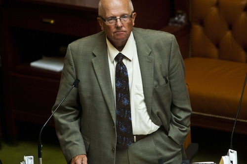 Chris Detrick  |  The Salt Lake Tribune
Rep. Mike Noel, R-Kanab, speaks during a special session in the House of Representatives at the Utah State Capitol Wednesday July 17, 2013.