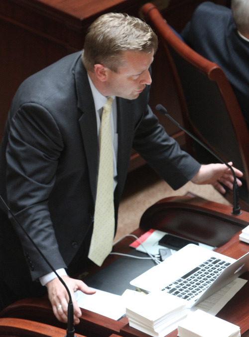 Rick Egan  | The Salt Lake Tribune 

Todd Weiler discusses a bill n the Senate, during the special Legislative Session, Wednesday, July 17, 2013.