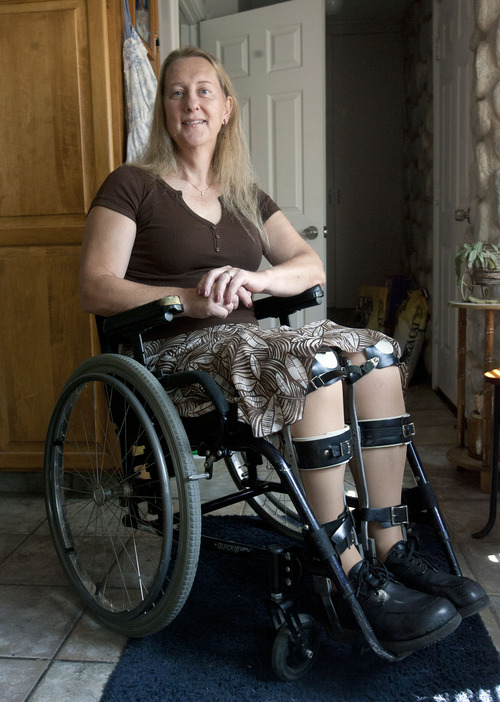 Steve Griffin | The Salt Lake Tribune

Chloe Jennings-White at her West Bountiful home Friday July 19, 2013. Jennings-White has a neurological condition called body integrity identity disorder (BIID) in which she feels she would be more comfortable paralyzed.