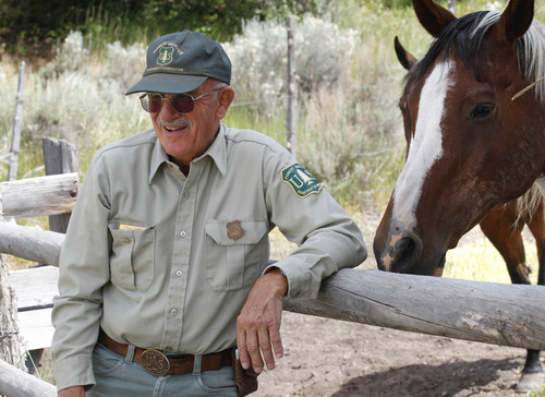 Al Hartmann  |  The Salt Lake Tribune
Retired school teacher Paul Dart has been with the U.S. Forest Service for 52 years now, his current assignment being the agency's eyes and ears in the Stansbury Mountains west of Grantsville.   At 72 years he hasn't slowed down much and still works from horseback.