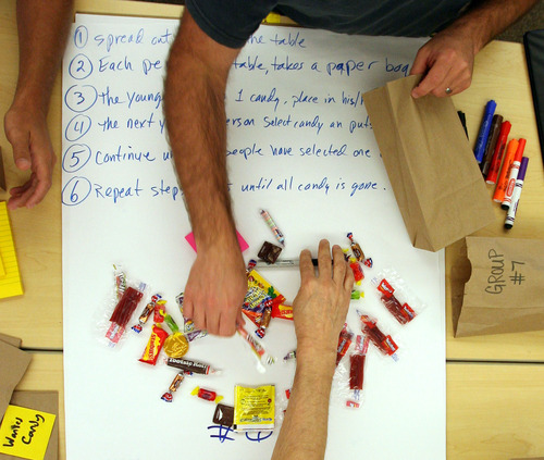 Steve Griffin  |  The Salt Lake Tribune
Utah high school teachers sort candy in a logic and computer science exercise at Westminster College. The lesson aims to spark creativity and introduce students to different ways of sorting information, which experts say is a key element of basic computer science.