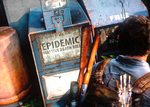 In this cellphone screenshot: Alas, no Salt Lake Tribune in the Salt Lake newspaper boxes in "The Last of Us."
