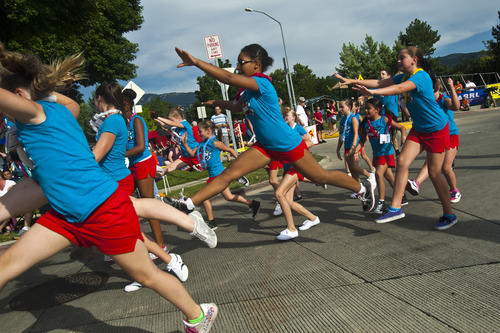 Chris Detrick  |  The Salt Lake Tribune
Girls from Expressions Dance dance during the 62nd annual Bountiful Handcart Days Grand Parade Tuesday July 23, 2013.