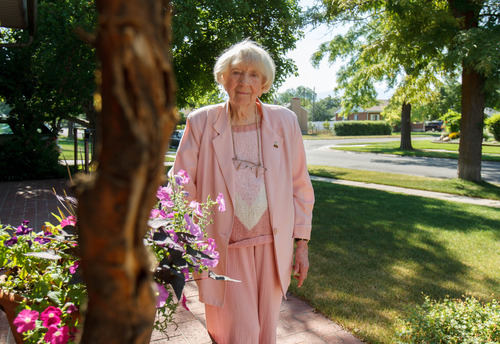 Trent Nelson  |  The Salt Lake Tribune
Pearl Nelson, 92, has lived on Signora Drive in Rose Park since 1953. She was photographed at her home Tuesday July 9, 2013.