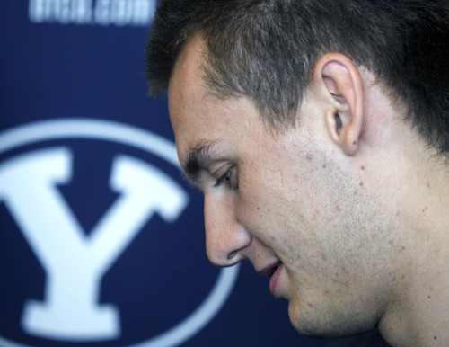 Al Hartmann  |  The Salt Lake Tribune
BYU basketball player Kyle Collinsworth speaks with the media at BYU Tuesday July 23. He recently returned from his church mission to Russia and is expected to contribute immediately to BYU's basketball team this fall.