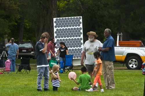 Chris Detrick  |  The Salt Lake Tribune
A 400 watt solar panel from Creative Energies was used to power the Solar Day activities at Liberty Park Saturday July 27, 2013.