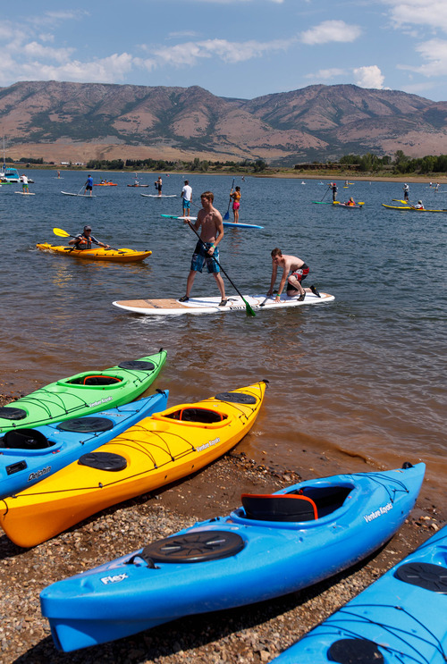 Trent Nelson  |  The Salt Lake Tribune
Outdoor Retailer Summer Market convention-goers try out personal watercraft at Pineview Reservoir, Tuesday July 30, 2013.
