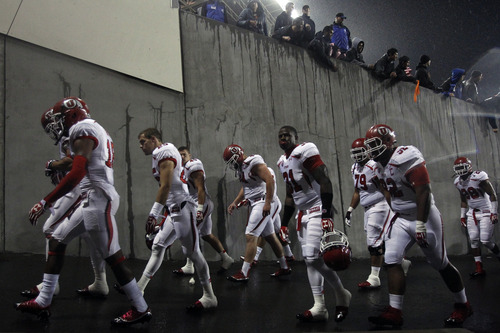Chris Detrick  |  The Salt Lake Tribune
The Utah Utes walk off of the field after the game at Reser Stadium Saturday October 20, 2012. Oregon State won the game 21-7.