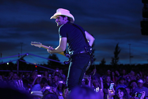 Country singer Brad Paisley performs during a concert at USANA Amphitheatre in West Valley Utah.   Photo by  Michael Brandy  |  Special to The Tribune