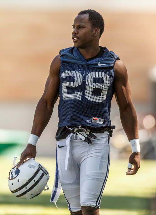Trent Nelson  |  The Salt Lake Tribune
Adam Hine at BYU football practice in Provo Saturday August 3, 2013.