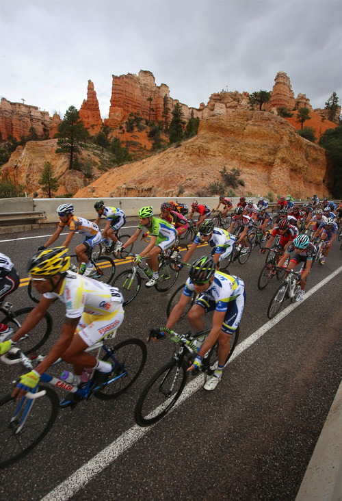 Francisco Kjolseth  |  The Salt Lake Tribune
The Tour of Utah covers some of Utah's most scenic areas for stage 2 including a section of Bryce Canyon National Park with riders taking on 130 miles from Panguitch to Torrey on Wednesday, Aug. 7, 2013.