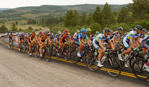 Trent Nelson  |  The Salt Lake Tribune
Riders climb over Boulder Mountain during stage two of the Tour of Utah Wednesday August 7, 2013.