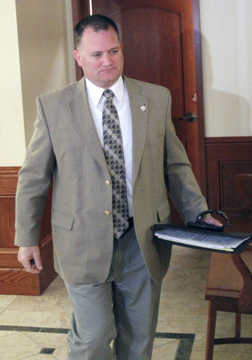 Al Hartmann  |  Tribune file photo
Clark Aposhian, Utah's chief gun rights activist and chairman of the Utah Shooting Sports Council, appears in Holladay Justice Court earlier this month.