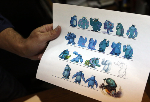 Francisco Kjolseth  |  The Salt Lake Tribune
Production sketches from the design process can be seen at Avalanche Software based in Salt Lake City, Disney's video game development house, as it gets ready to unveil their big video game called "Infinity," a mash up of games incorporating many of the toys from movies that people will recognize. The figurines which could prove popular with collectors, become active when placed on a base launching that character into a gaming platform.