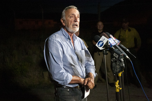 Chris Detrick  |  The Salt Lake Tribune
Emergency Manager Kevin Callahan speaks during a press conference Thursday August 15, 2013. The Rockport 5 Fire is currently 50 percent contained.
