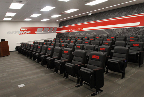 Rick Egan  | The Salt Lake Tribune 

Offensive room in the new Spence and Cleone Eccles Football Center, Thursday, August 15, 2013.