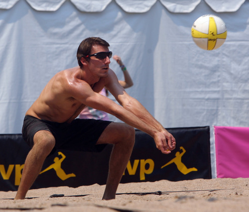 Rick Egan  | The Salt Lake Tribune 

Jeff Carlson in APS Volleyball tournament action Friday, August 16, 2013.