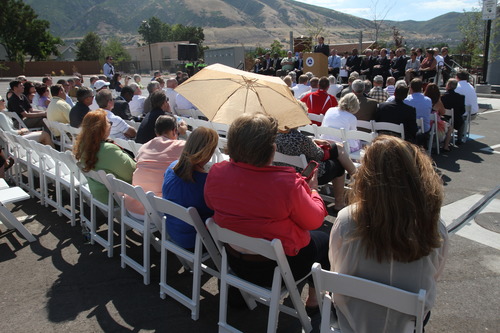 Rick Egan  | The Salt Lake Tribune 

Gov. Gary Herbert speaks at the grand opening ceremonies for the new Draper TRAX line.Friday, August 16, 2013.