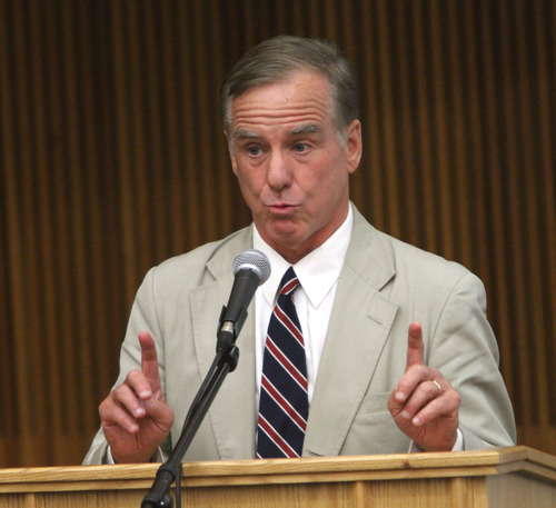 Rick Egan  | The Salt Lake Tribune 

Howard Dean, gives a speech at Salt Lake Community College, Monday, August 19, 2013. The former Vermont governor and 2004 Democratic presidential candidate, spoke at the Democratic Party's statewide voter registration drive in Taylorsville, in the Student Union Building at Salt Lake Community College, Taylorsville campus.