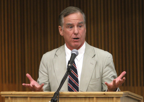 Rick Egan  | The Salt Lake Tribune 

Howard Dean, gives a speech at Salt Lake Community College, Monday, August 19, 2013. The former Vermont governor and 2004 Democratic presidential candidate, spoke at the Democratic Party's statewide voter registration drive in Taylorsville, in the Student Union Building at Salt Lake Community College, Taylorsville campus.