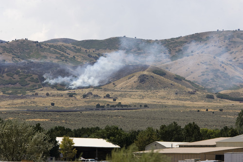 Rick Egan  |  The Salt Lake Tribune 
A grass fire in the Rosecrest area of Herriman burns Saturday, August 24, 2013.